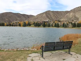 Nottingham Lake in Avon, with the mountains of the Vail Valley behind