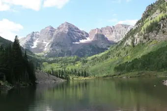 The Maroon Bells above Maroon Lake, near Aspen