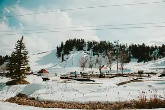 The Howelsen Hill ski jumps above Steamboat Springs