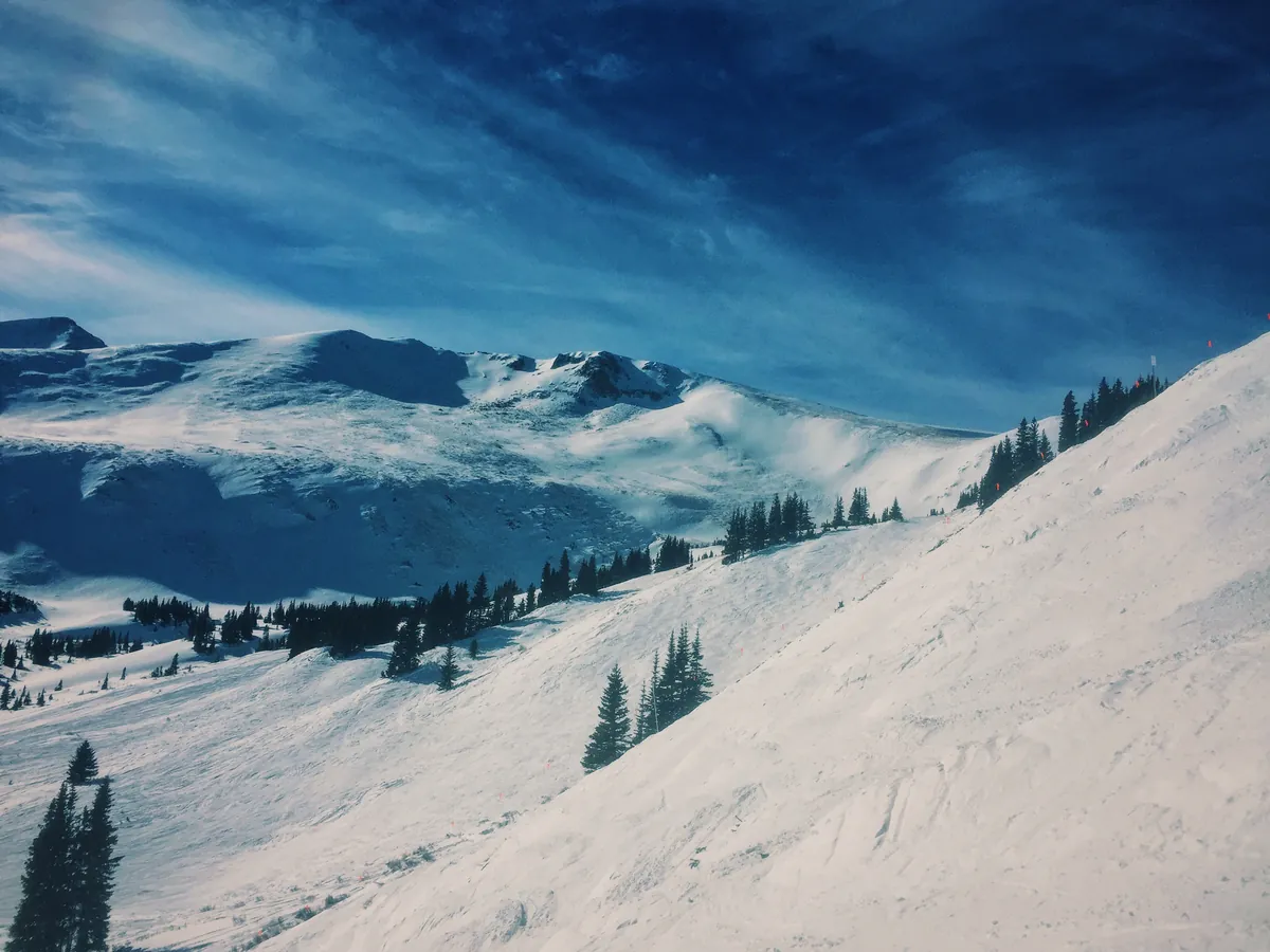 Snow-covered peaks above Keystone Resort
