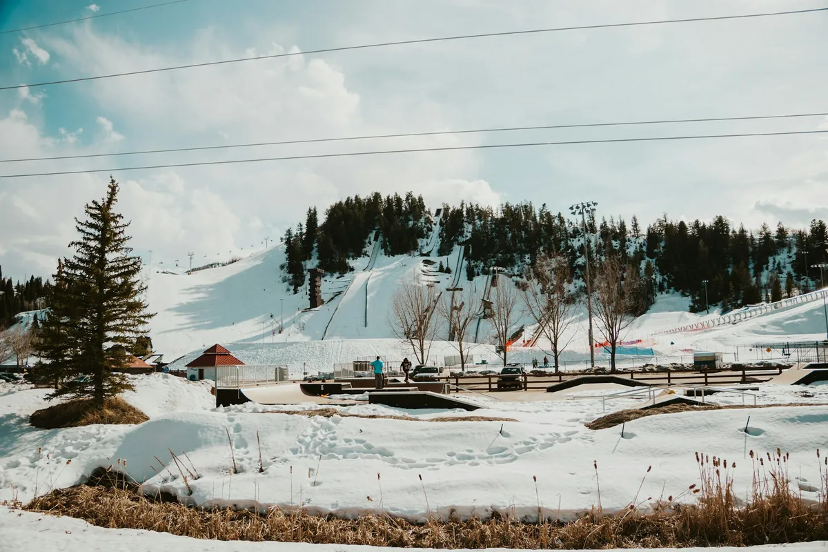 The Howelsen Hill ski jumps above Steamboat Springs